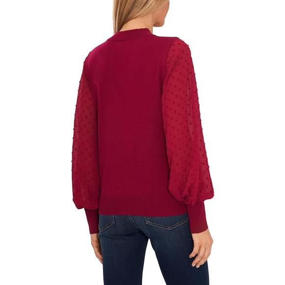 CeCe Merlot Clip Dot Sweater - Women's Small - Mock Neck Top - Picture 2 of 2